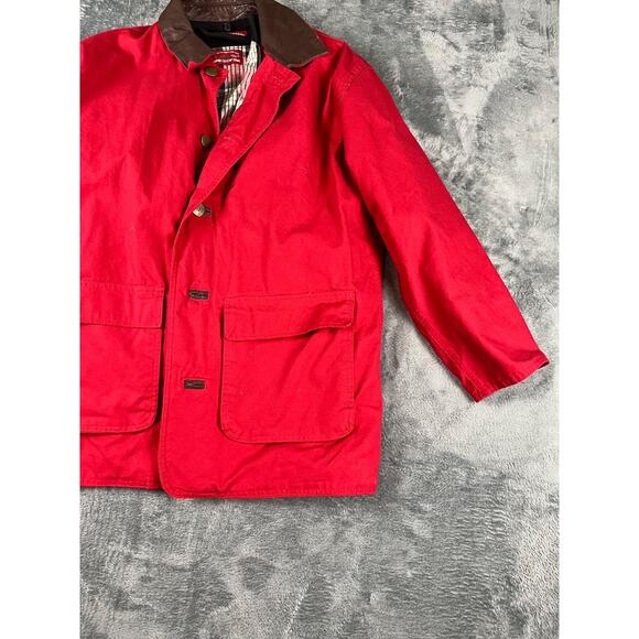 Marlboro Country Store Red Barn Coat Jacket Small Removable Plaid Liner Leather - Picture 9 of 11
